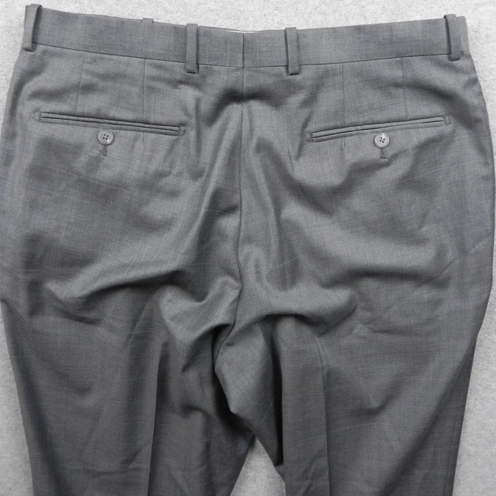 Tasso Elba Dress Pants Mens 36 Straight Wool Grey Glen Check Flat Front Trousers